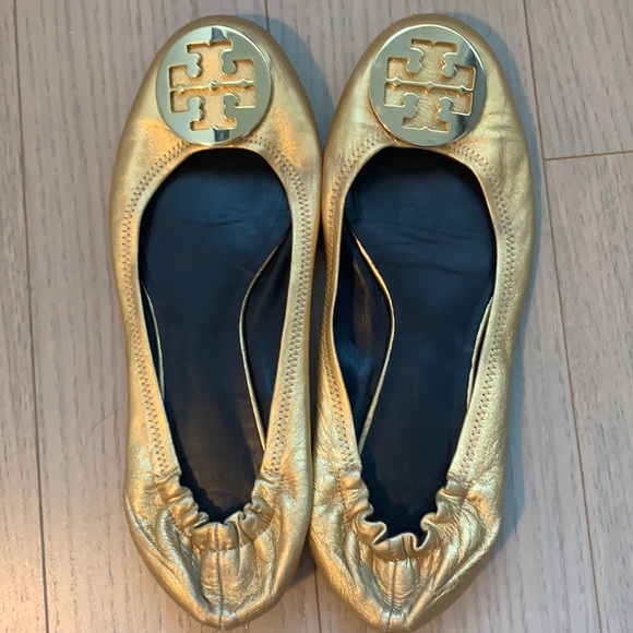 Tory Burch Shoes - Tory Burch Gold Flats - size 10